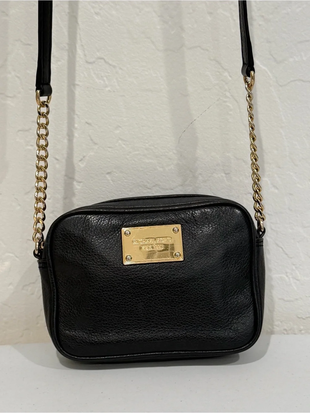 Michael Kors Black Pebbled Leather Mini Camera Crossbody Bag